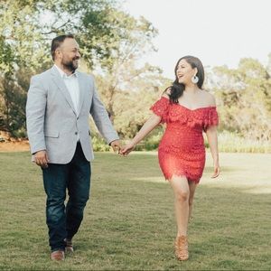 Off the shoulder lace mini dress